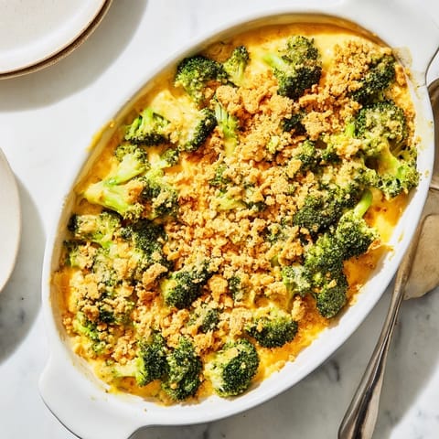 A generous spoonful of creamy Broccoli Casserole served on a white plate, ready to eat.
