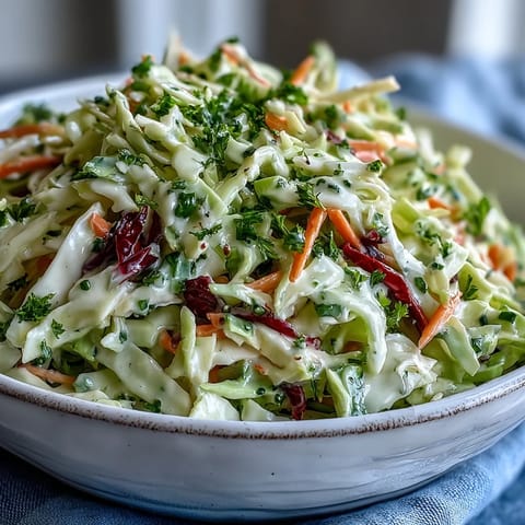 Coleslaw With Creamy Dressing piled high in a white bowl, with vibrant green and red cabbage and shredded carrots ready for a summer barbecue.
