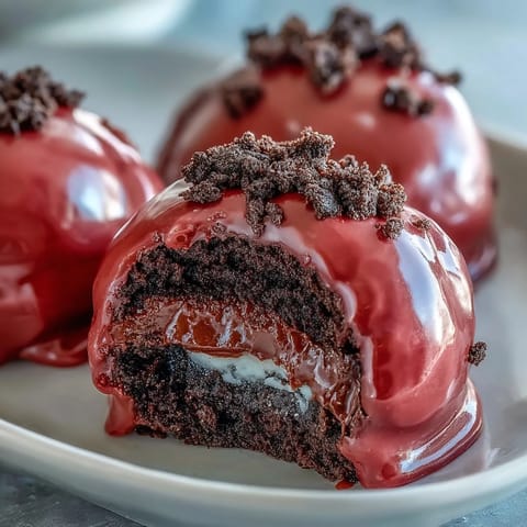 Close-up of Oreo Truffle Balls with Pink Candy Coating, showing a smooth, vibrant pink shell and a sprinkle topping.