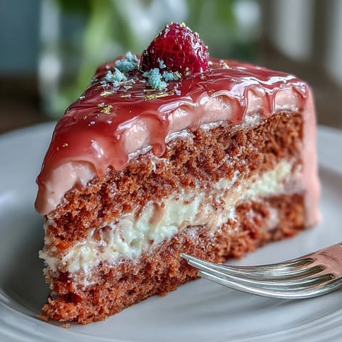 Elegant pink rosé velvet cake with cream cheese frosting, perfect for celebrations.