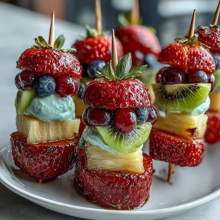 Fun and healthy bento lunch with fresh fruit skewers, dip, and savory sides for school.