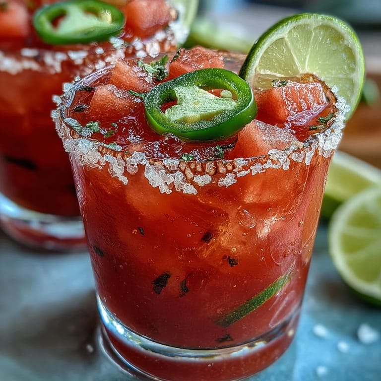 Sweet and spicy Cinco de Mayo mocktail, garnished with lime and fruit.