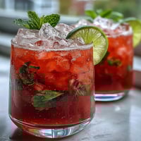 Refreshing watermelon mint vodka spritz mocktail with vibrant mint and citrus in a tall glass, perfect for summer sipping and gatherings.