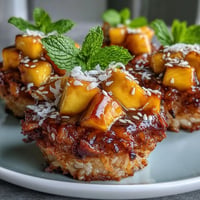 Sweet Coconut Mango Sticky Rice Cups, a tropical, creamy treat topped with vibrant mango chunks.